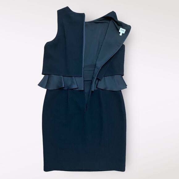 Armani Collezioni Black Wool Peplum Knee Length Dress‎ Size 8 - Picture 4 of 9